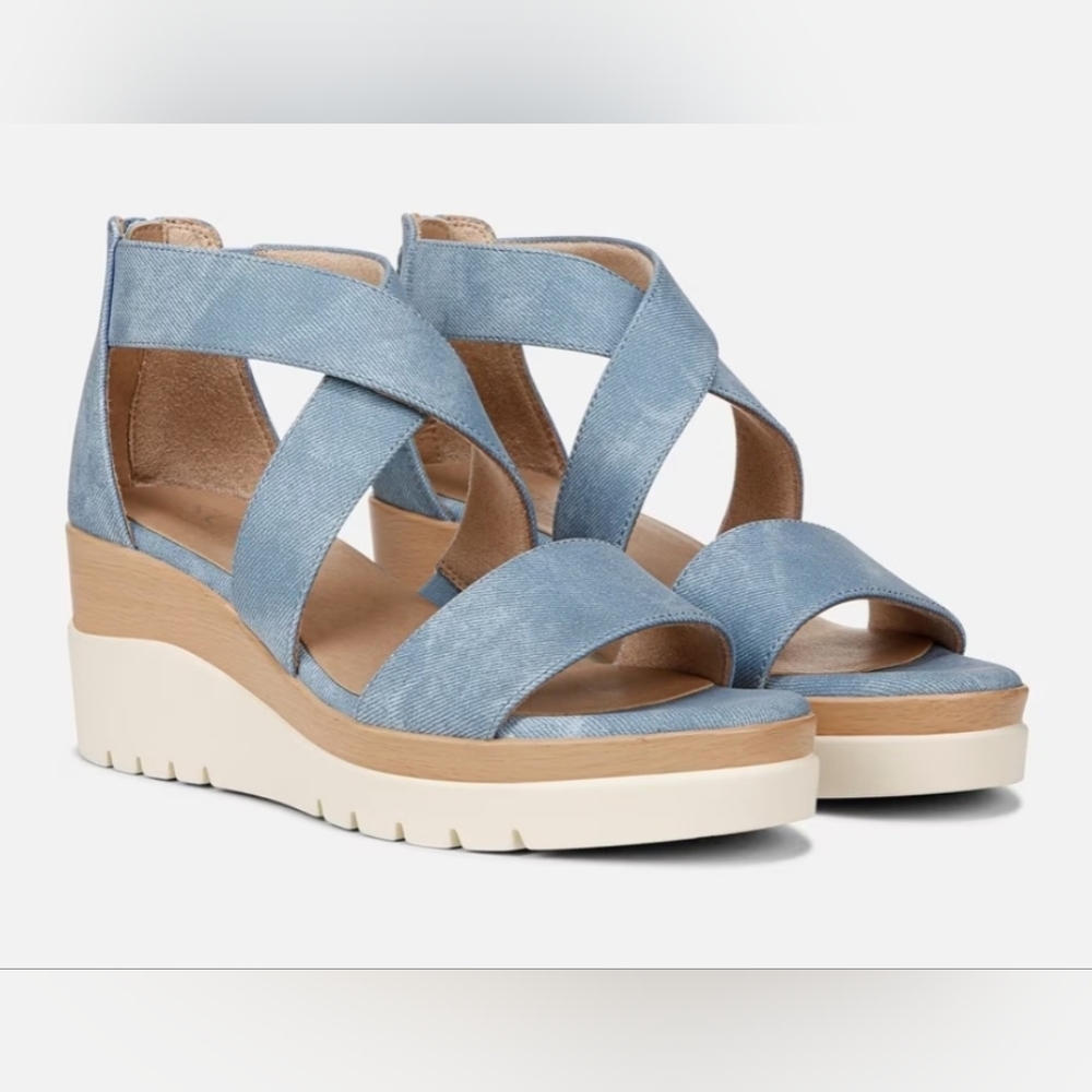 NIB Naturalizer Goodtimes Soul Wedge Mid Blue 8.5 Wide